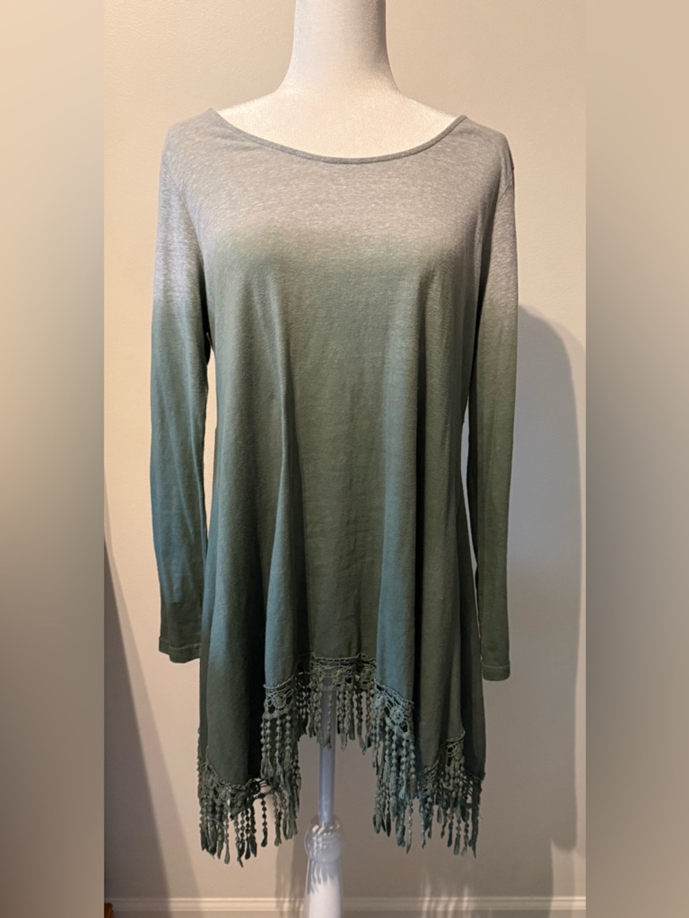 Umgee Gray/Green Ombre Long Sleeve Tunic